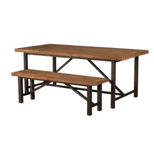 Industrial Teak Table and Bench